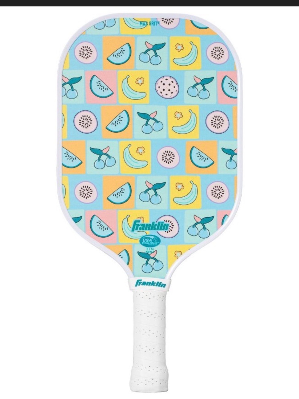 Franklin Pink & Teal Fruit Pattern Pickleball Paddle